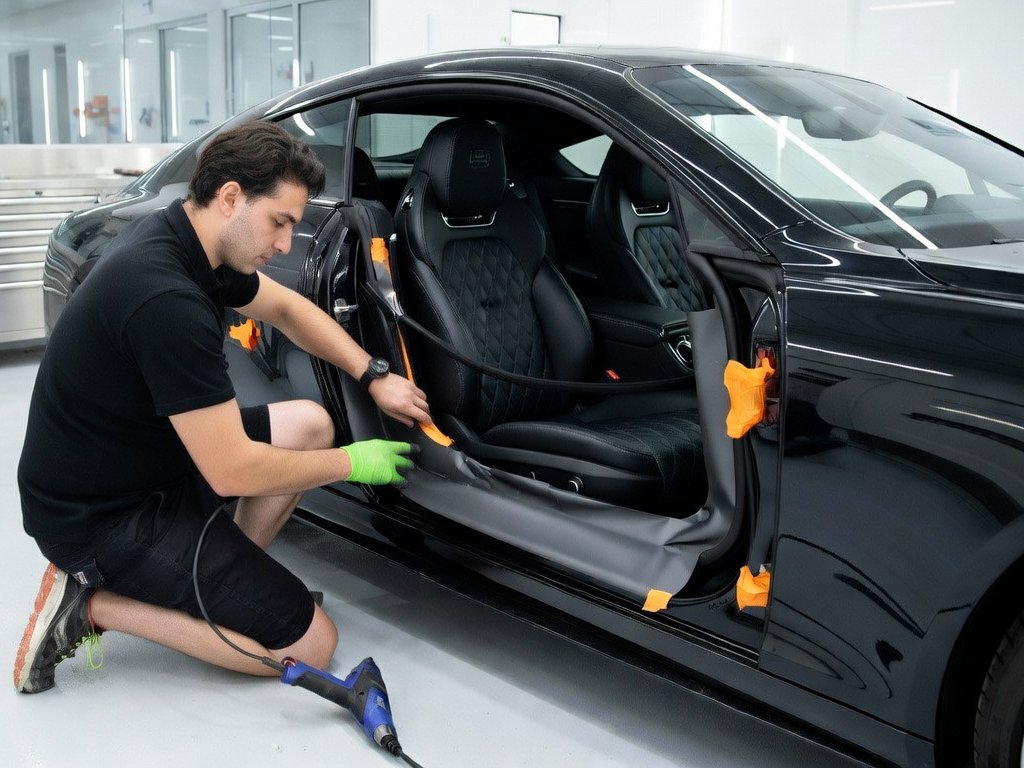Applicazione wrapping sulla battuta di una portiera auto