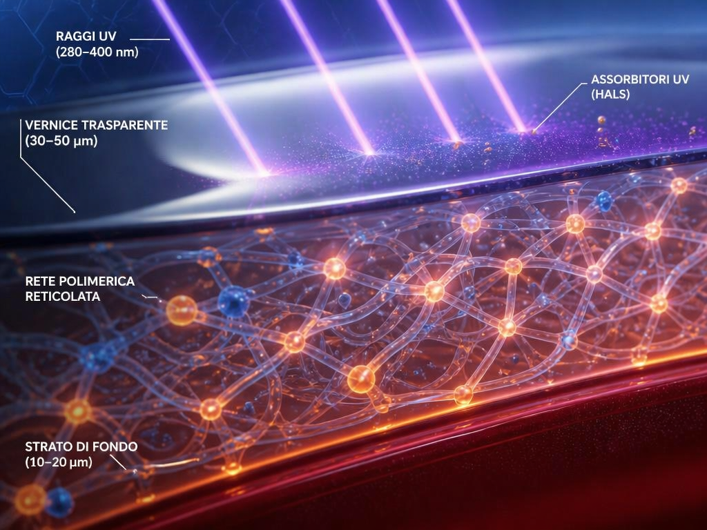 Effetti dell'azione dei raggi UV sulla vernice dell'auto