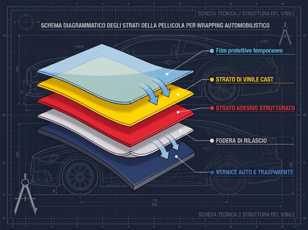 Strati pellicola wrapping auto